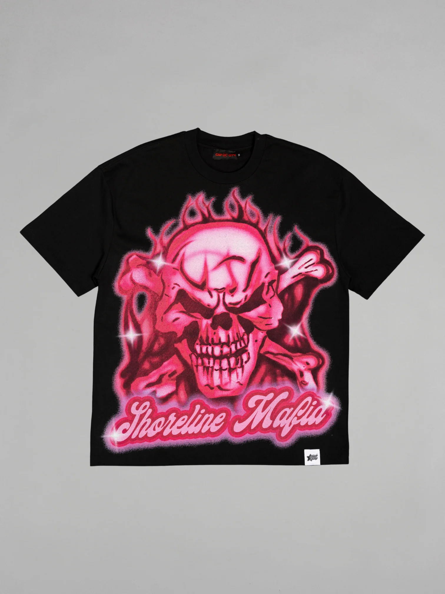 CAP CITY X SHORELINE MAFIA BLACK/PINK AIR BRUSH TEE - UNISEX - Image 4