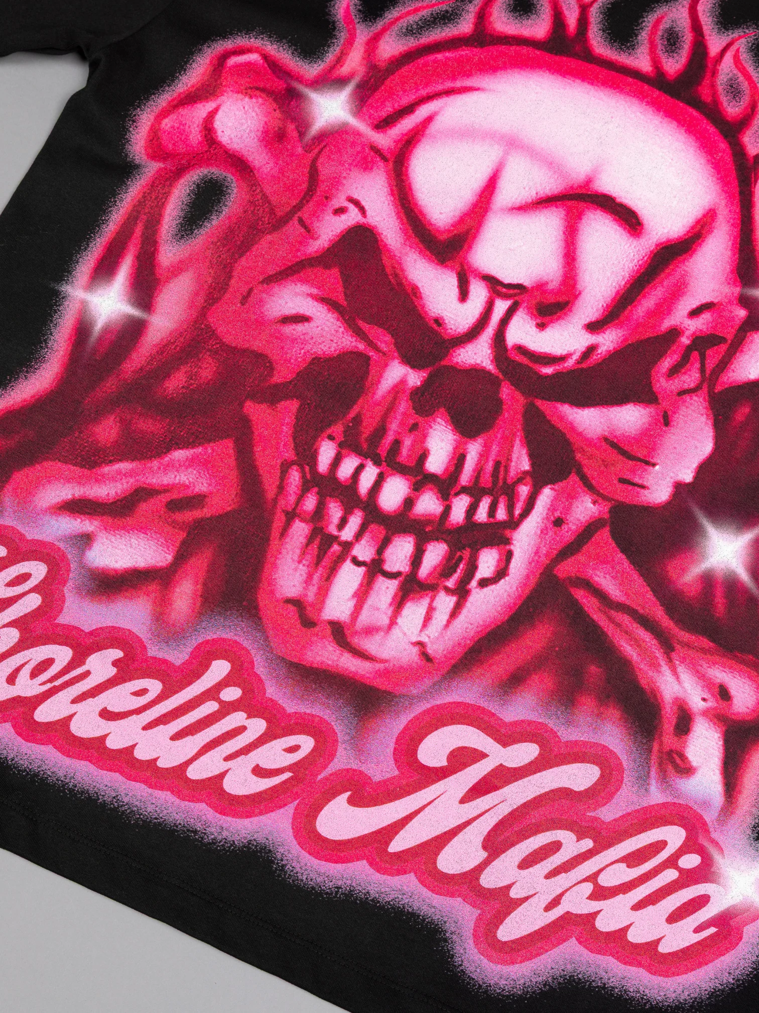 CAP CITY X SHORELINE MAFIA BLACK/PINK AIR BRUSH TEE - UNISEX - Image 5