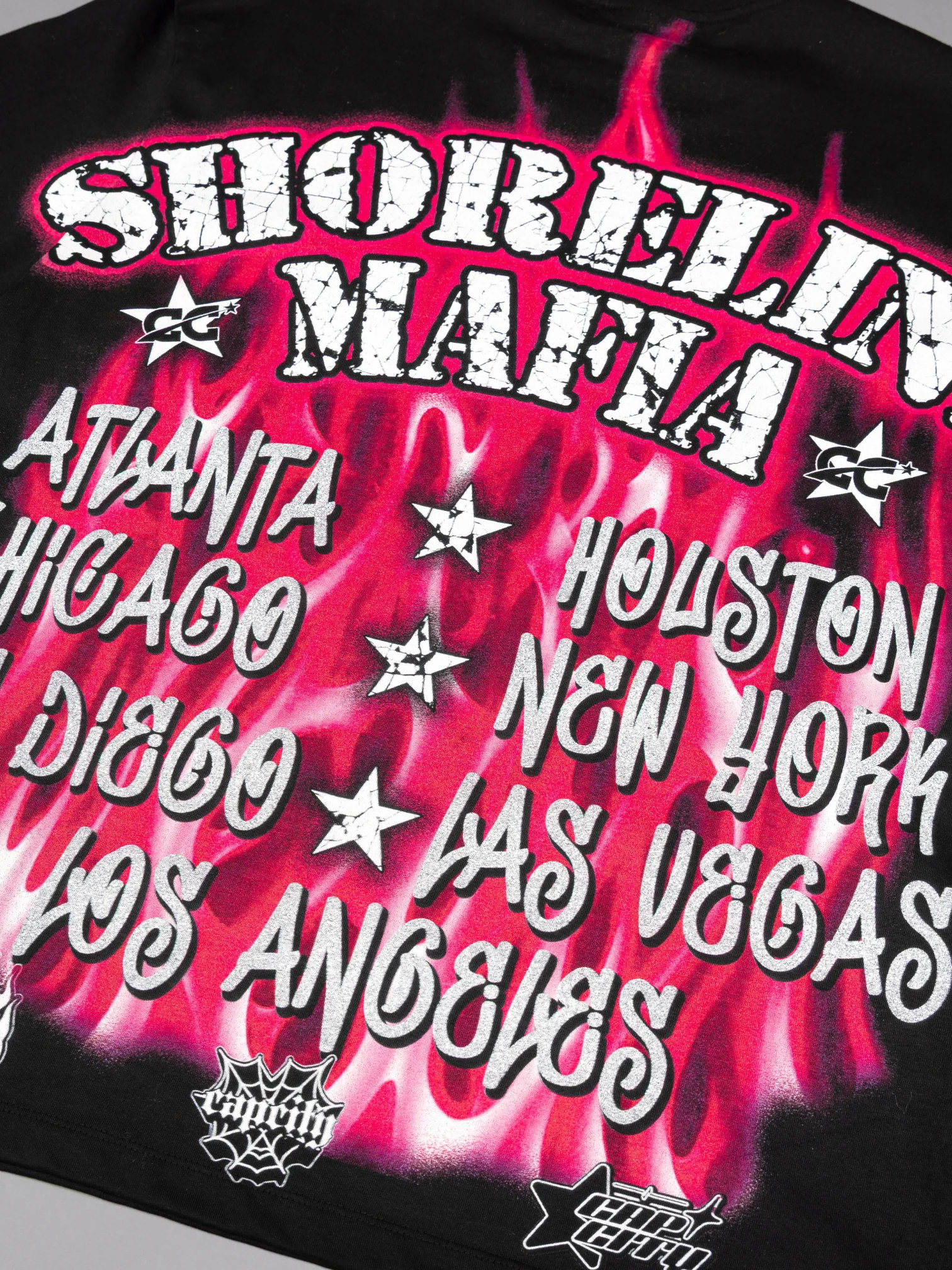 CAP CITY X SHORELINE MAFIA BLACK/PINK AIR BRUSH TEE - UNISEX - Image 7