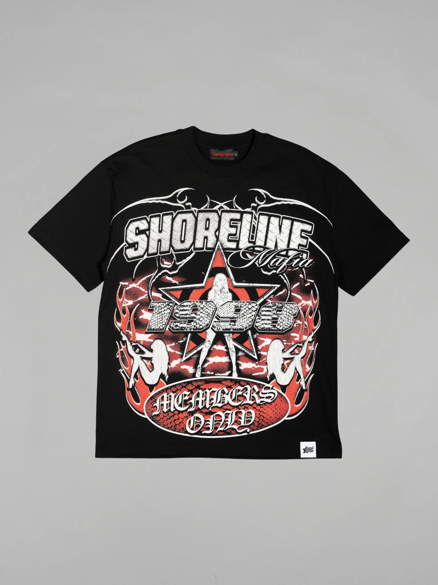 CAP CITY X SHORELINE MAFIA BLACK/RED MEMBERS ONLY TEE - UNISEX - Image 4