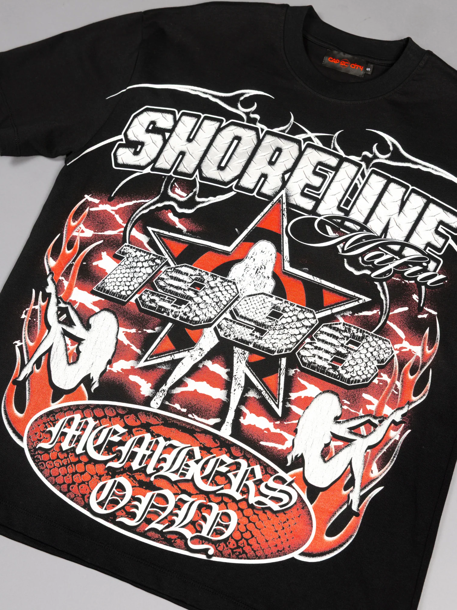 CAP CITY X SHORELINE MAFIA BLACK/RED MEMBERS ONLY TEE - UNISEX - Image 6