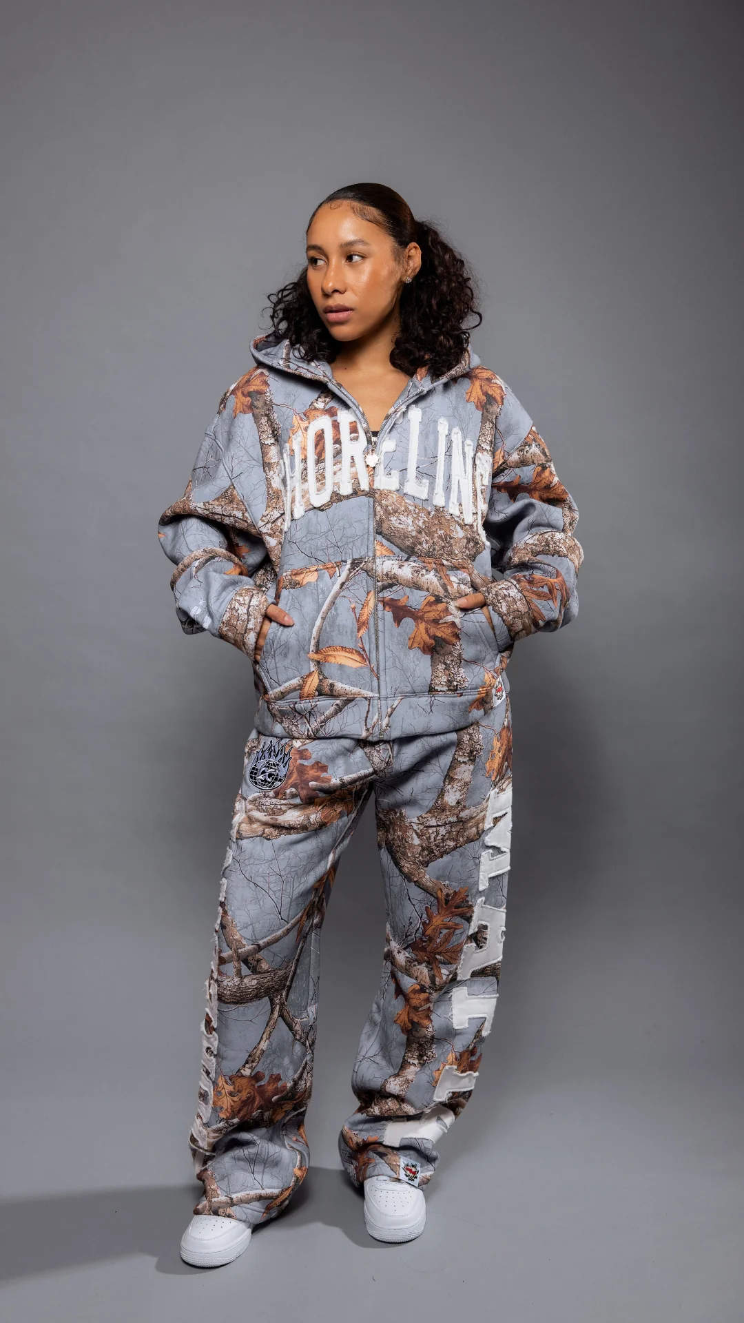 CAP CITY X SHORELINE MAFIA GREY CAMO ZIP UP HOODIE -UNISEX - Image 4