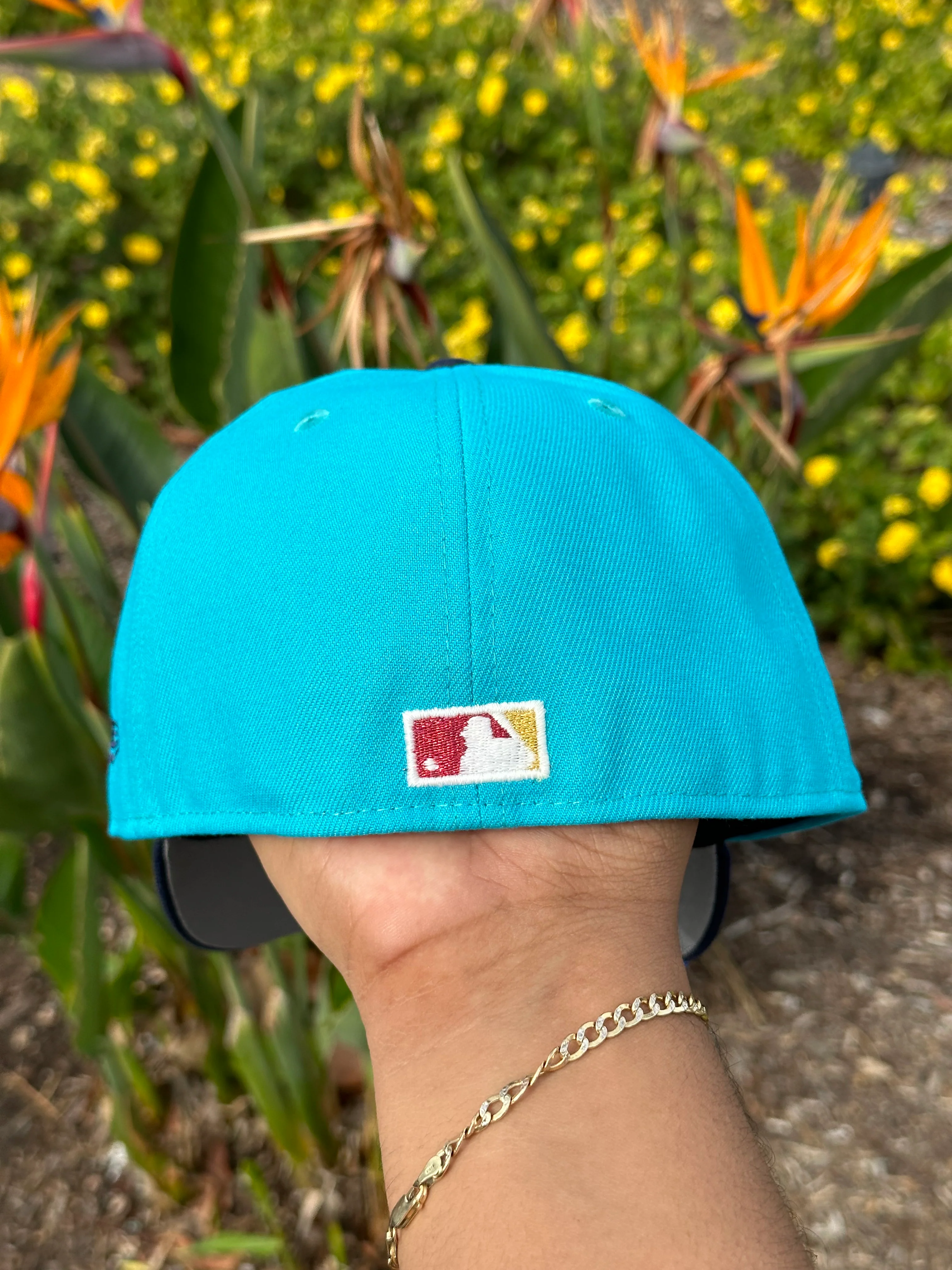 NEW ERA EXCLUSIVE 59FIFTY TEAL/NAVY BLUE SEATTLE MARINERS SCRIPT W/ 35TH ANNIVERSARY PATCH - Image 7