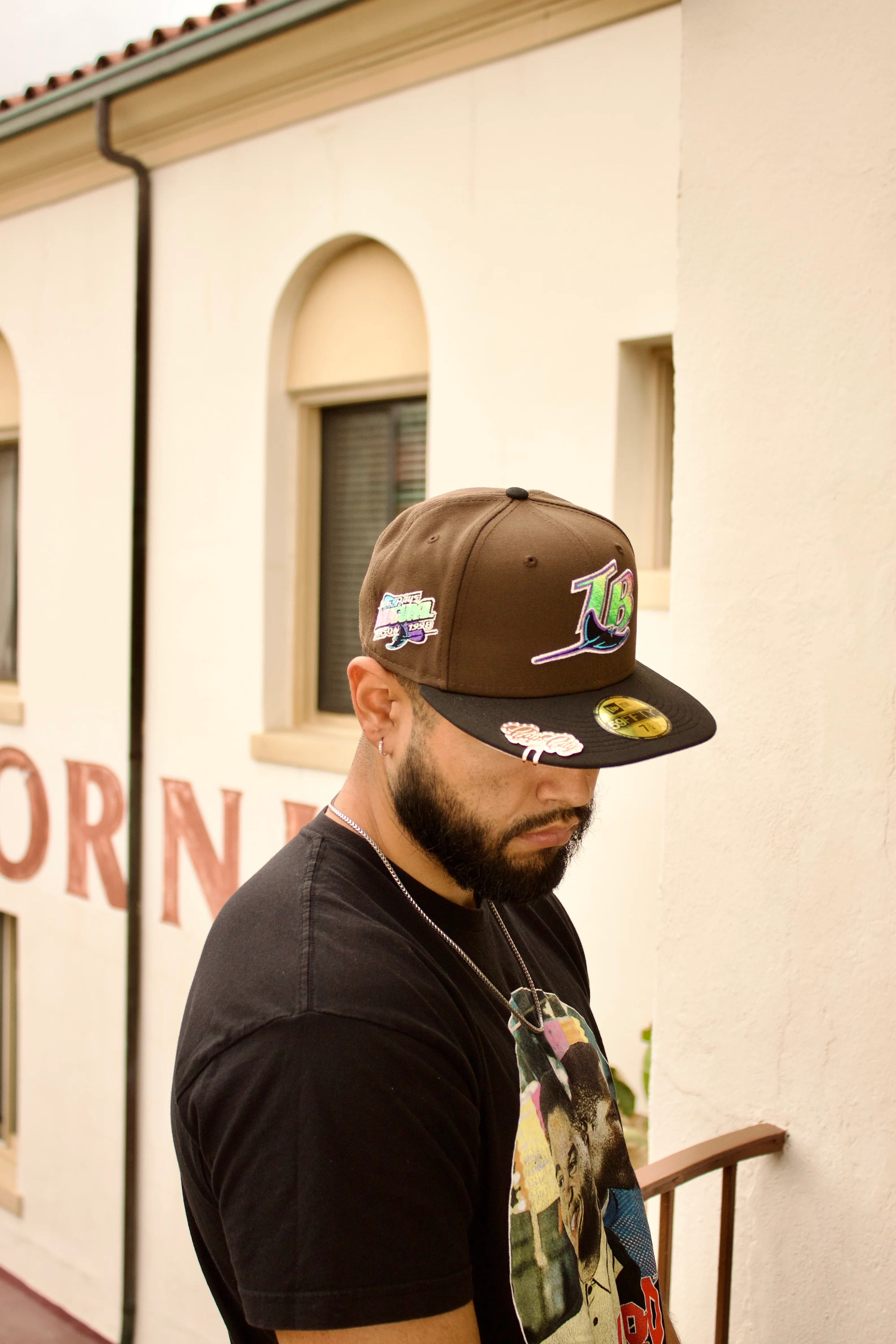 NEW ERA EXCLUSIVE 59FIFTY MOCHA/BLACK TAMPA BAY RAYS W/ 1998 INAUGURAL SEASON PATCH - Image 4