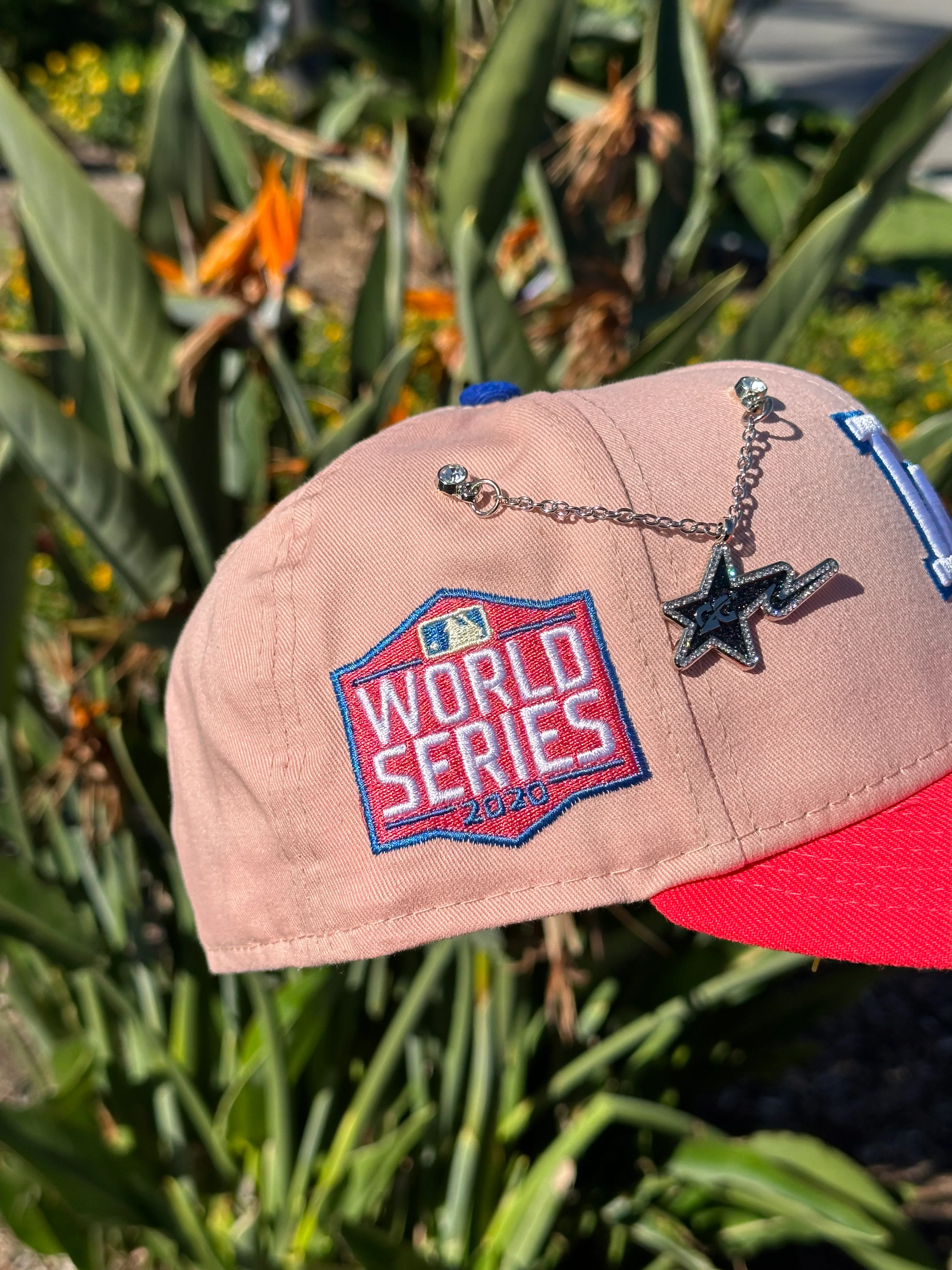 NEW ERA EXCLUSIVE 59FIFTY BLUSH/LAVA RED LOS ANGELES DODGERS W/ 2020 WORLD SERIES PATCH - Image 6