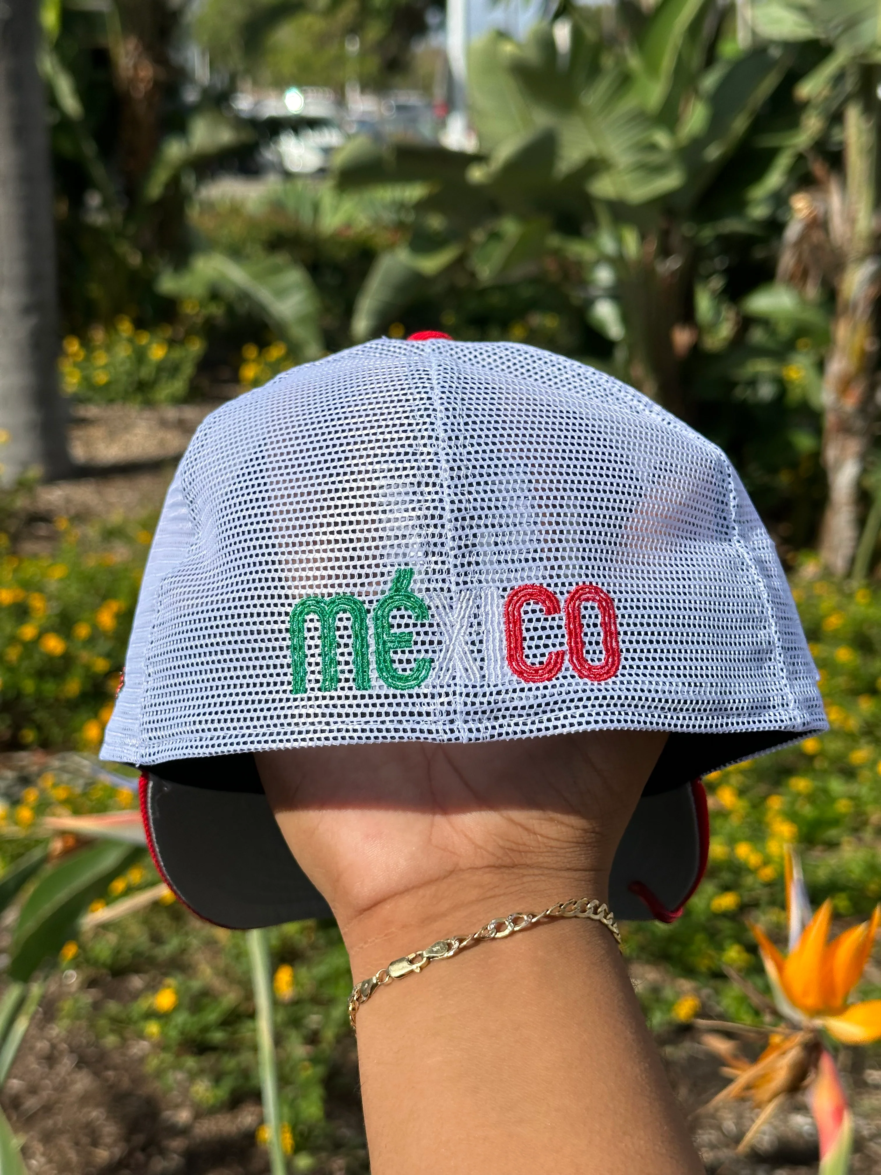 NEW ERA EXCLUSIVE 59FIFTY GREEN/RED "THE GOAT" MESHBACK W/ MEXICO FLAG SIDE PATCH - Image 8