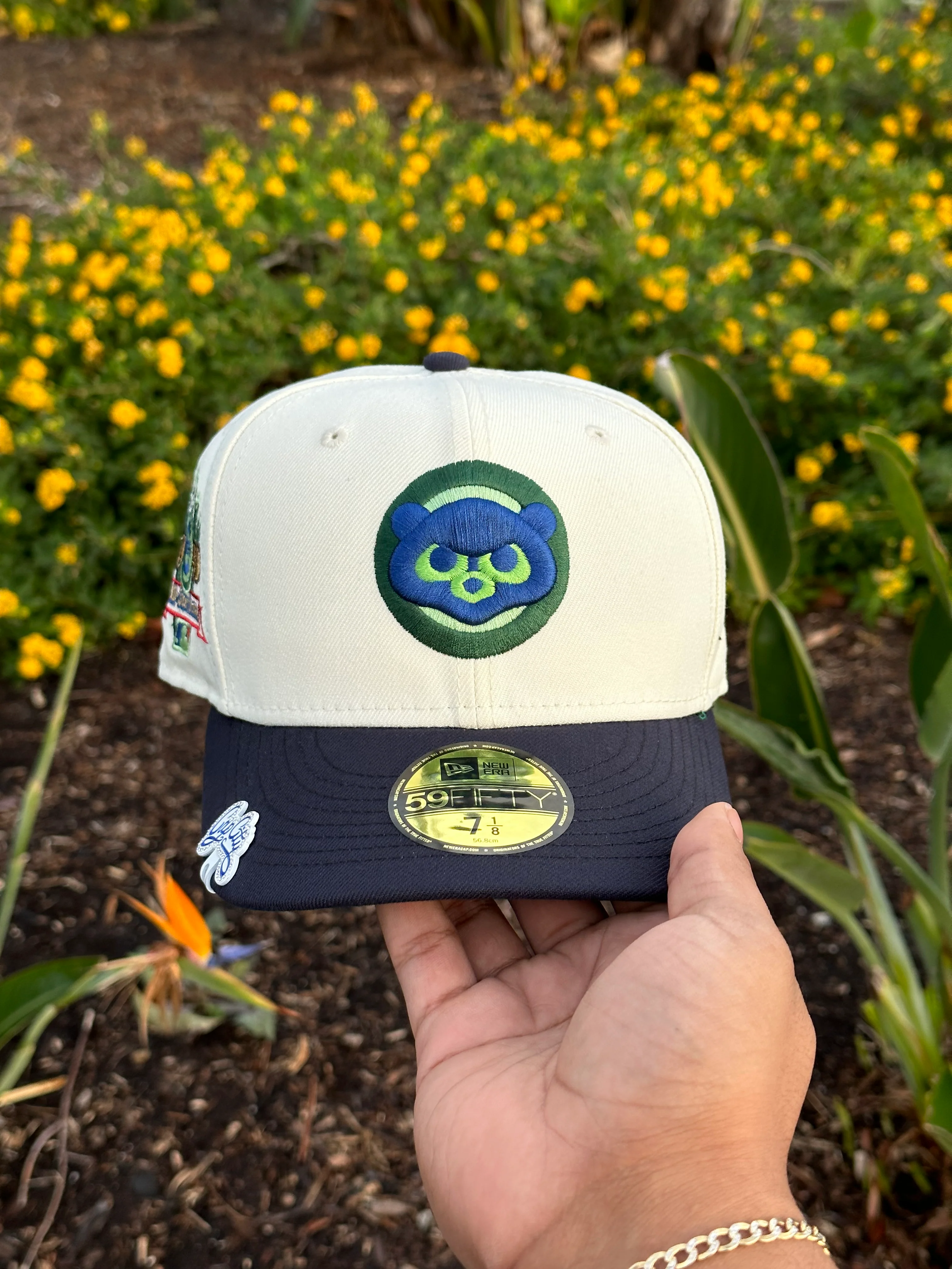 NEW ERA EXCLUSIVE 59FIFTY CHROME WHITE/NAVY CHICAGO CUBS W/ 1990 ALL STAR GAME PATCH - Image 3