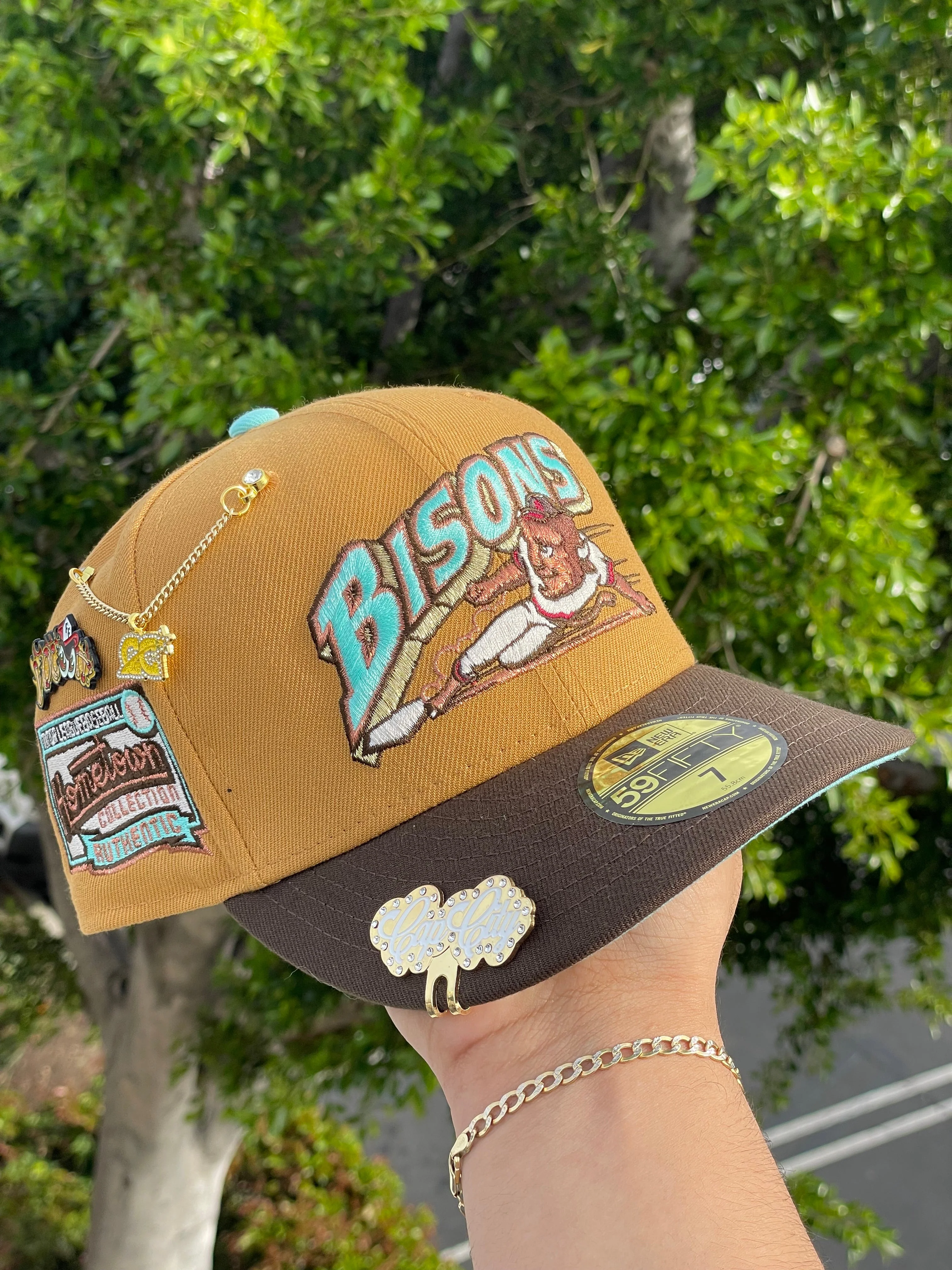 NEW ERA EXCLUSIVE 59FIFTY TAN/WALNUT BUFFALO BISONS W/ HOMETOWN COLLECTION PATCH - Image 8