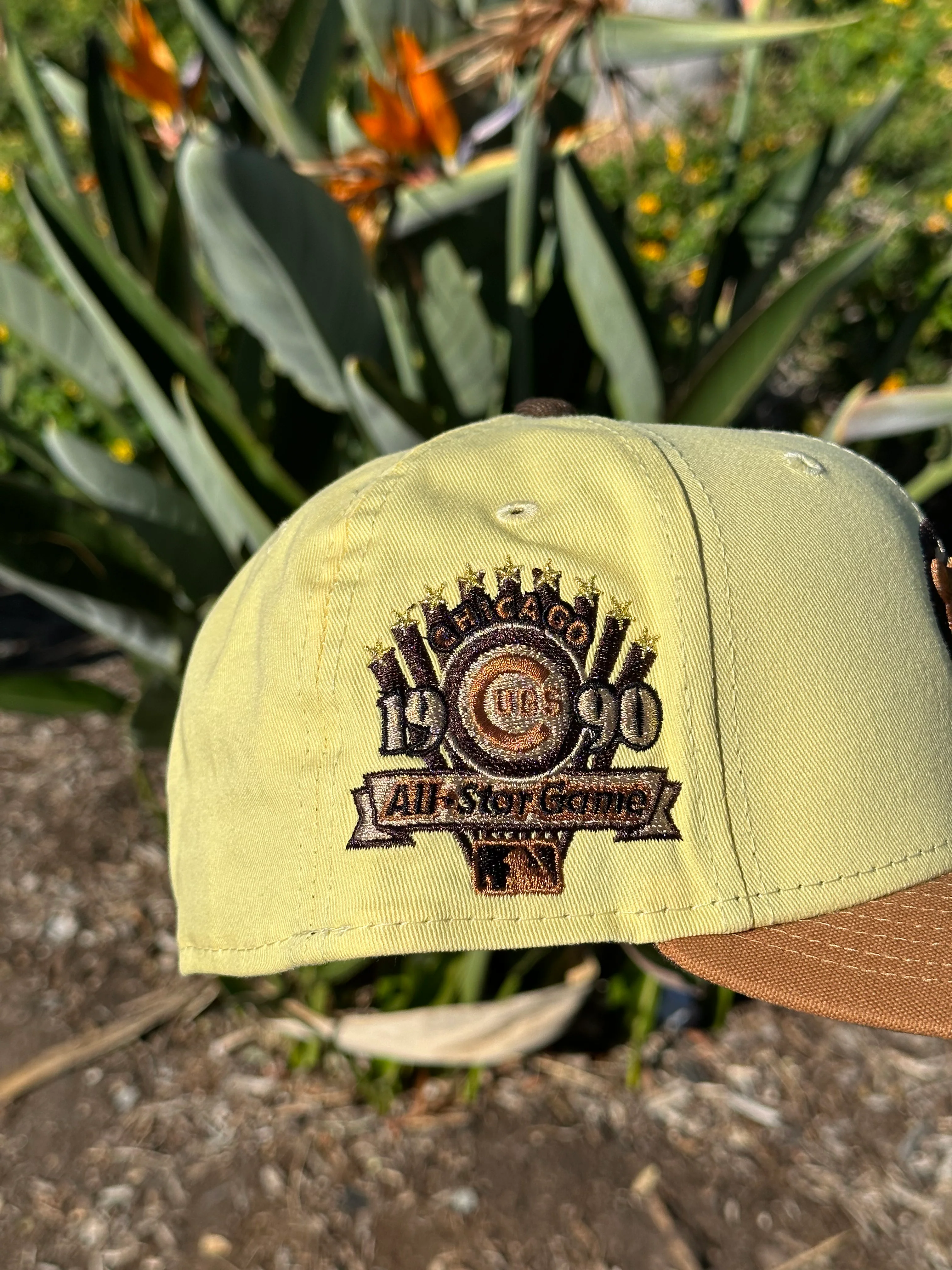 NEW ERA EXCLUSIVE 59FIFTY YELLOW/KHAKI CHICAGO CUBS W/ 1990 ALL STAR GAME PATCH - Image 4