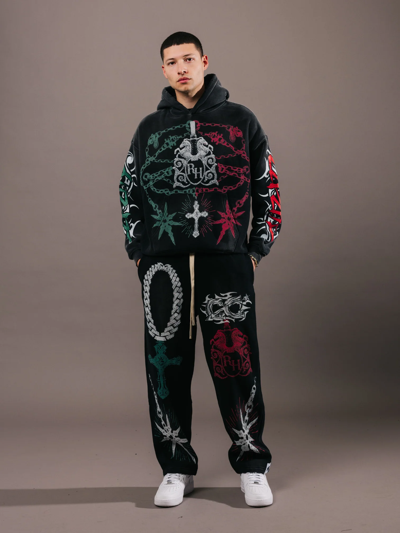 EXCLUSIVE CLUB x RANCHO HUMILDE BLACK/MEXICO COLORS SWEATS - Image 3