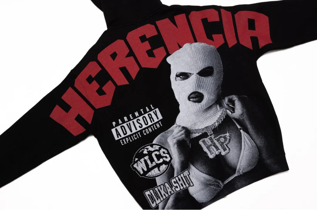 NEW* HERENCIA DE PATRONES x CAP CITY BLACK/RED "WHOLE LOTTA CLIKA SHI" ZIP UP HOODIE - Image 8