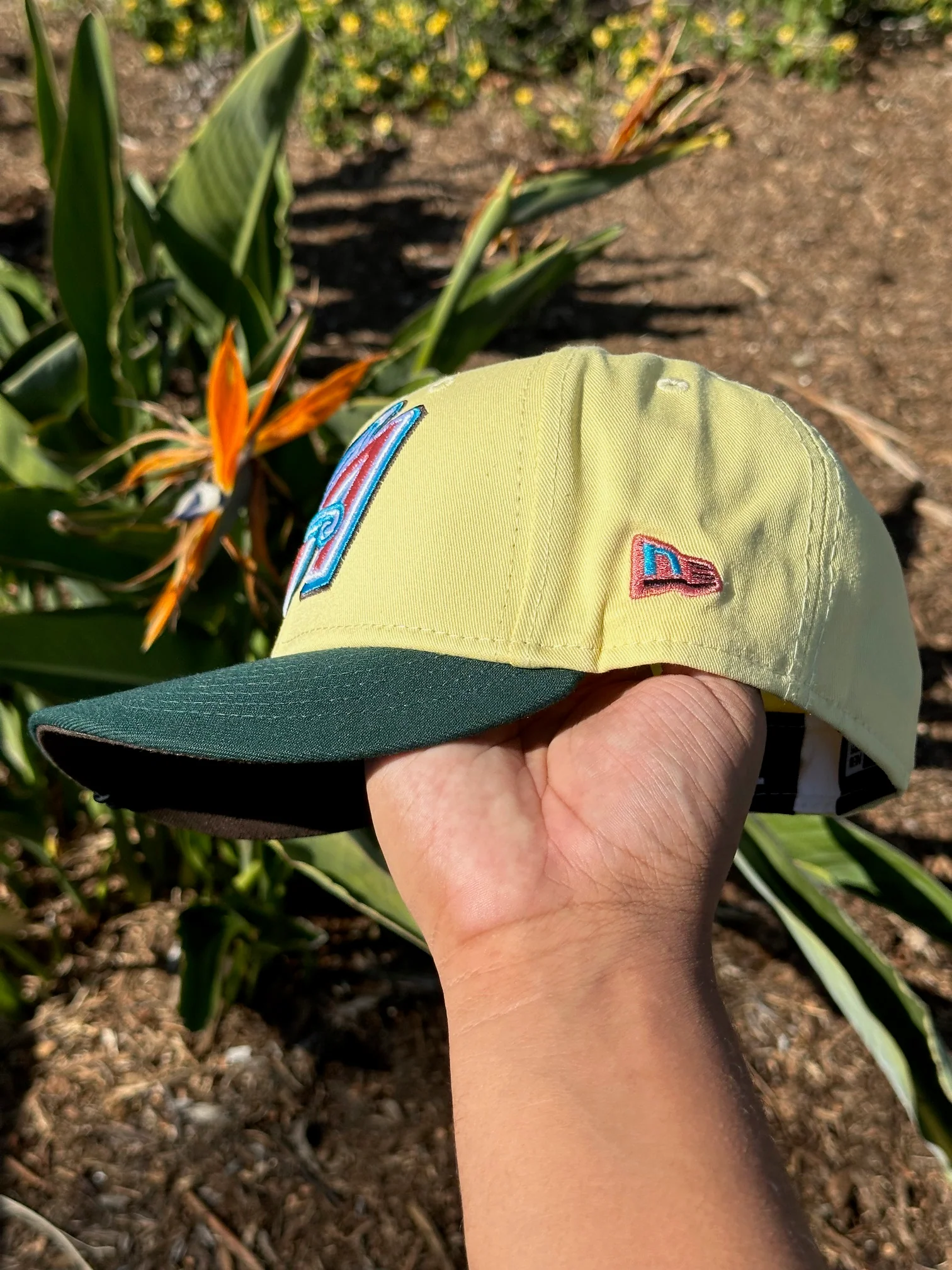 NEW ERA 59FIFTY SOFT YELLOW/GREEN ANAHEIM ANGELS W/ 50TH ANNIVERSARY SIDE PATCH - Image 5