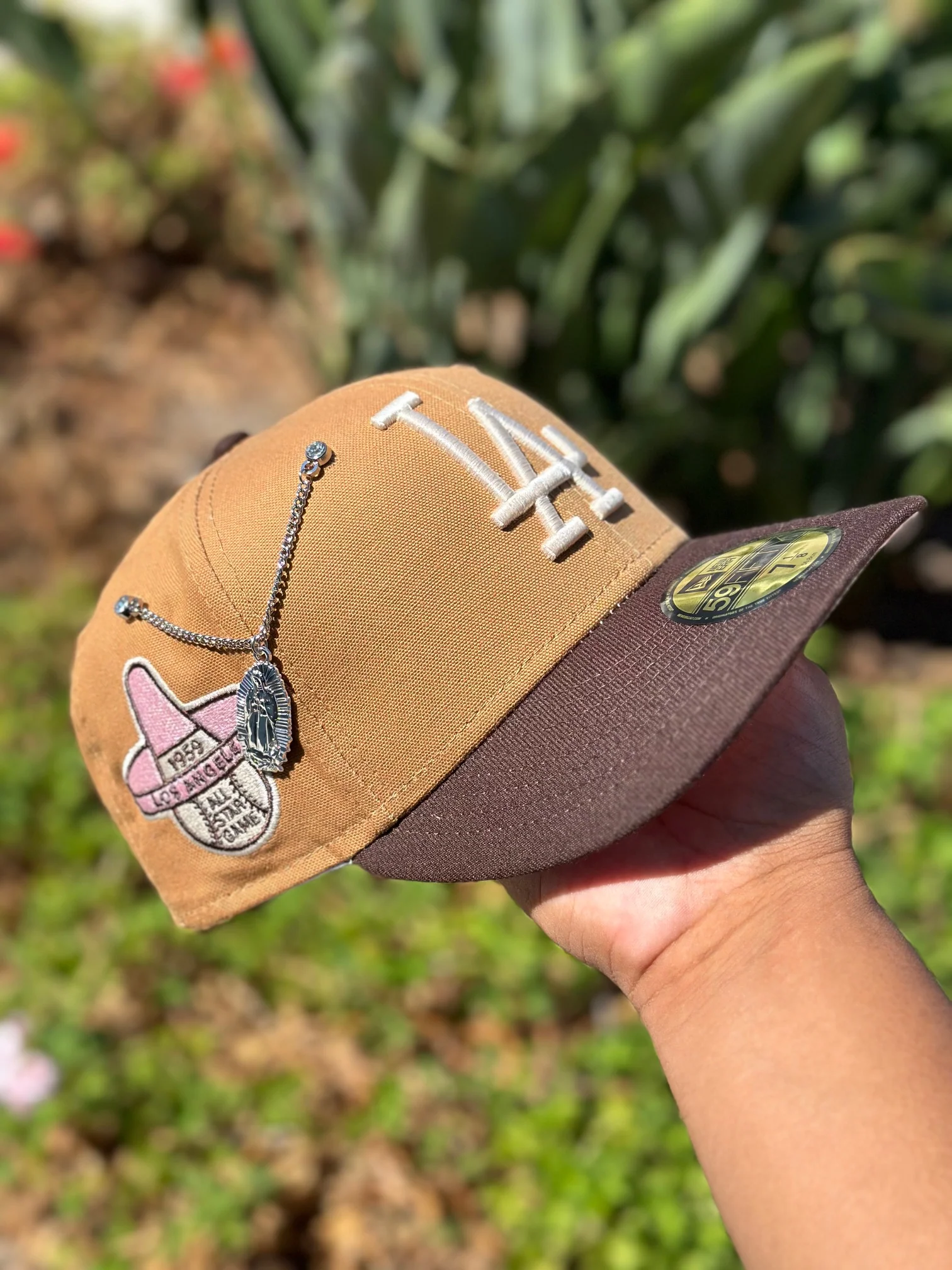 NEW ERA 59FIFTY TAN/WALNUT LOS ANGELES DODGERS W/ 1959 ALL STAR GAME SIDE PATCH - Image 3
