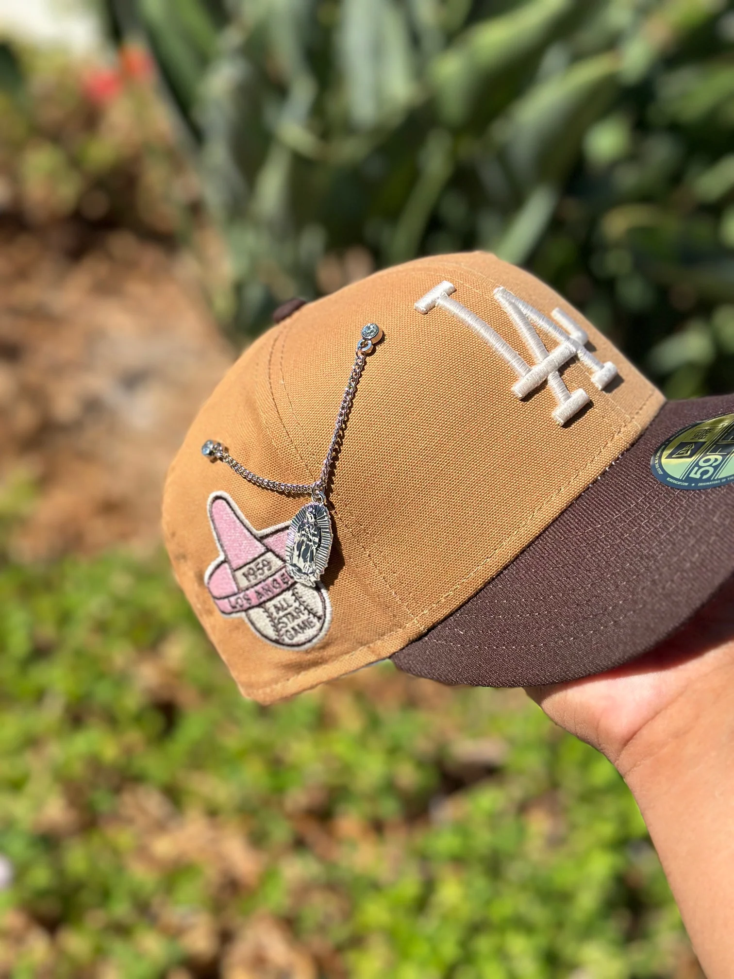 NEW ERA 59FIFTY TAN/WALNUT LOS ANGELES DODGERS W/ 1959 ALL STAR GAME SIDE PATCH - Image 4