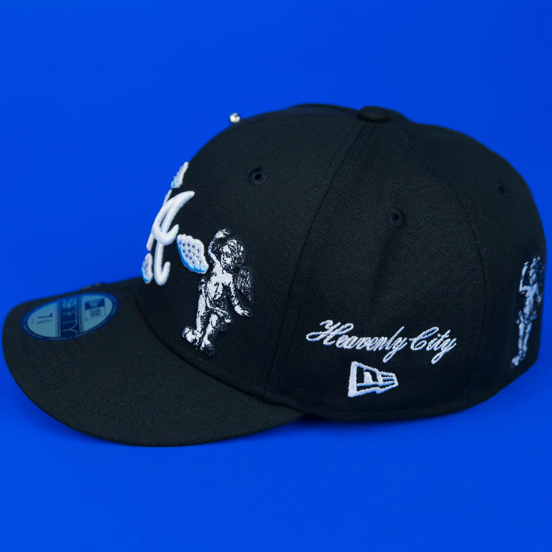 NEW ERA EXCLUSIVE 59FIFTY BLACK ATLANTA BRAVES "HEAVENLY CITY" W/ 2017 INAUGURAL SEASON SIDE PATCH *FREE BLIP INCLUDED - Image 3