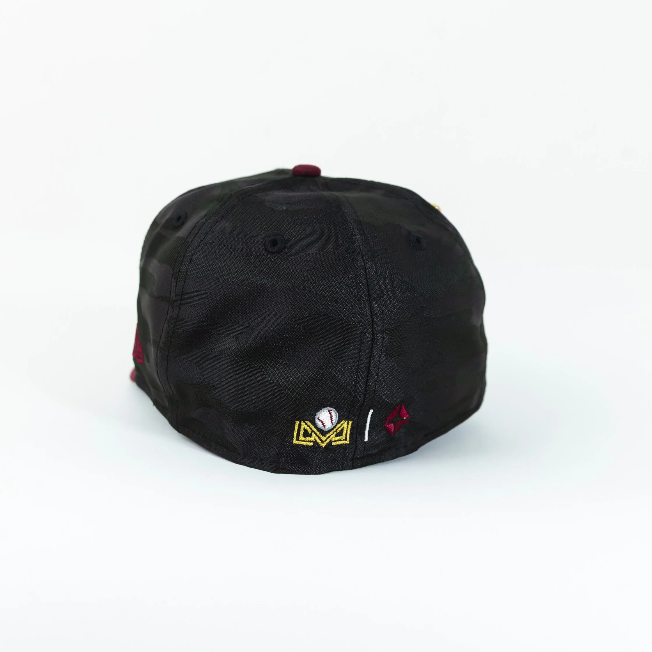 NEW ERA EXCLUSIVE 59FIFTY BLACK CAMO/ BURGUNDY CHARROS DE JALISCO W/ MEXICO FLAG SIDE PATCH - Image 3