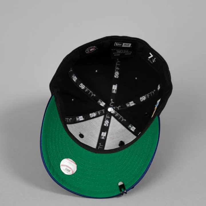 NEW ERA EXCLUSIVE 59FIFTY BLACK/ SATIN BLUE UPSIDE DOWN LOS ANGELES DODGERS W/ DODGER STADIUM SIDE PATCH - Image 5