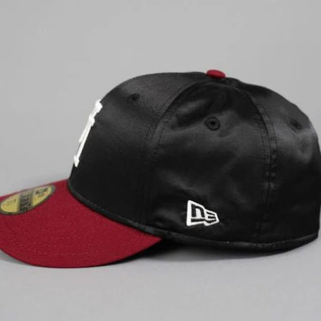 NEW ERA EXCLUSIVE 59FIFTY BLACK SATIN/ BURGUNDY UPSIDE DOWN LOS ANGELES DODGERS W/ 40TH ANNIVERSARY SIDE PATCH - Image 3