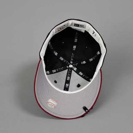 NEW ERA EXCLUSIVE 59FIFTY BLACK SATIN/ BURGUNDY UPSIDE DOWN LOS ANGELES DODGERS W/ 40TH ANNIVERSARY SIDE PATCH - Image 5