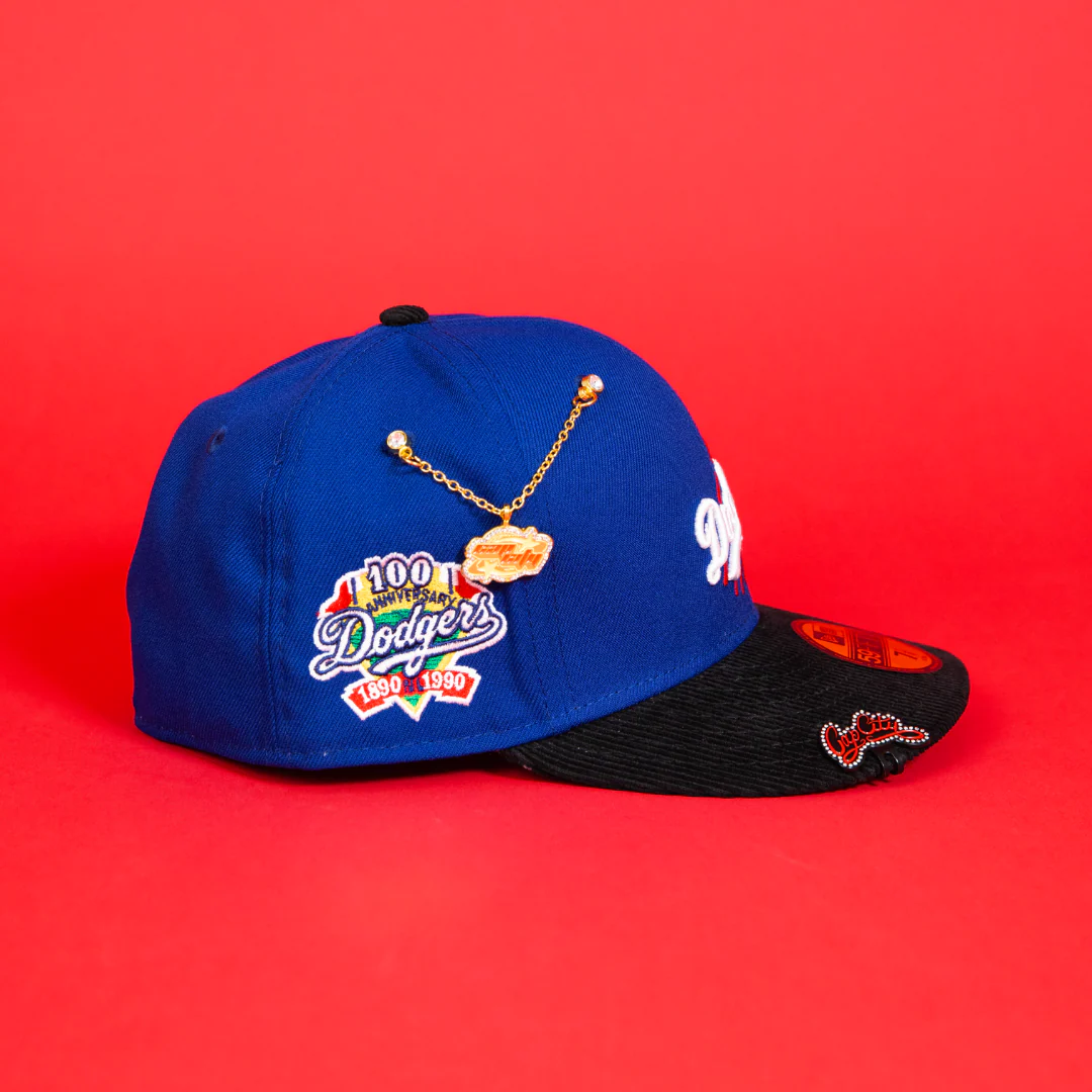 NEW ERA EXCLUSIVE 59FIFTY BLUE/ CORDUROY LOS ANGELES DODGERS SCRIPT W/ 100TH ANNIVERSARY SIDE PATCH - Image 3