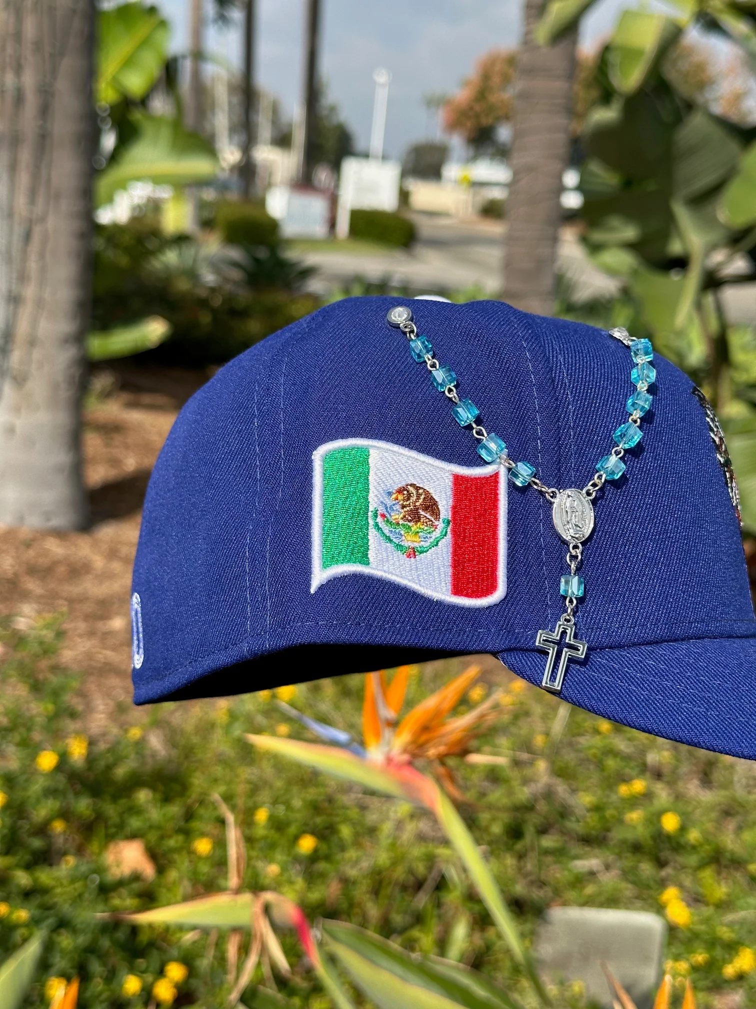 NEW ERA EXCLUSIVE 59FIFTY BLUE MEXICO "EL GALLO" W/ MEXICO FLAG SIDE PATCH - Image 3