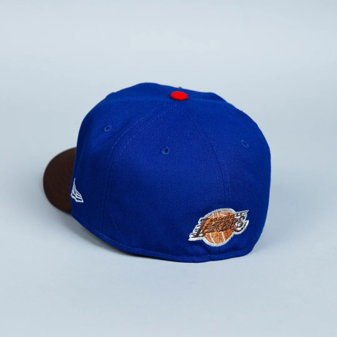 NEW ERA EXCLUSIVE 59FIFTY DARK BLUE/ BROWN LOS ANGELES LAKERS W/ 17X CHAMPIONS SIDE PATCH - Image 4