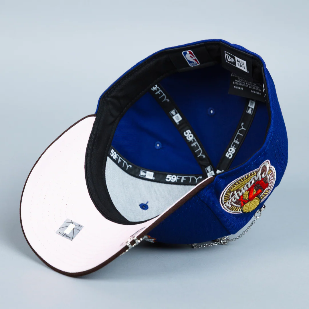 NEW ERA EXCLUSIVE 59FIFTY DARK BLUE/ BROWN LOS ANGELES LAKERS W/ 17X CHAMPIONS SIDE PATCH - Image 5