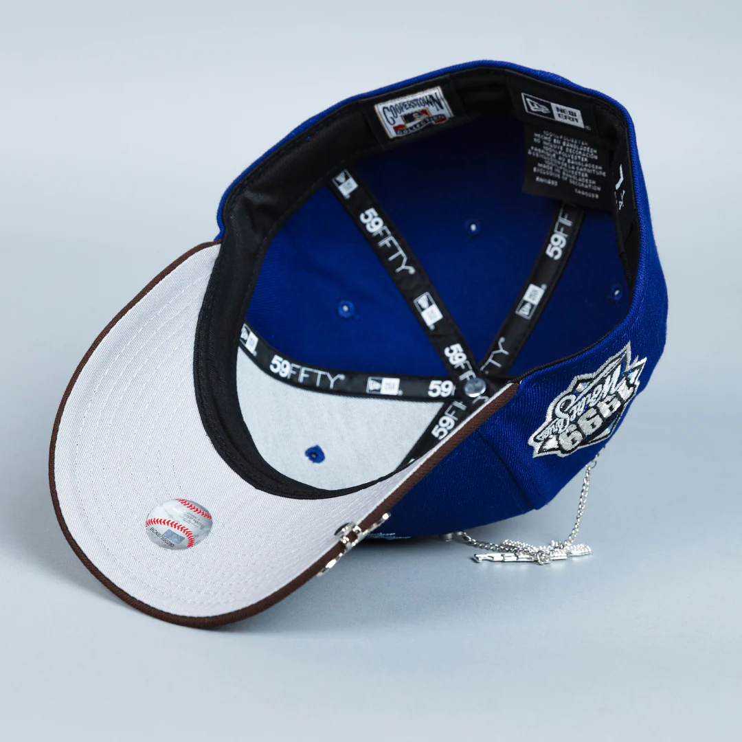 NEW ERA EXCLUSIVE 59FIFTY DARK BLUE/ BROWN ATLANTA BRAVES W/ 1999 WORLD SERIES SIDE PATCH - Image 5