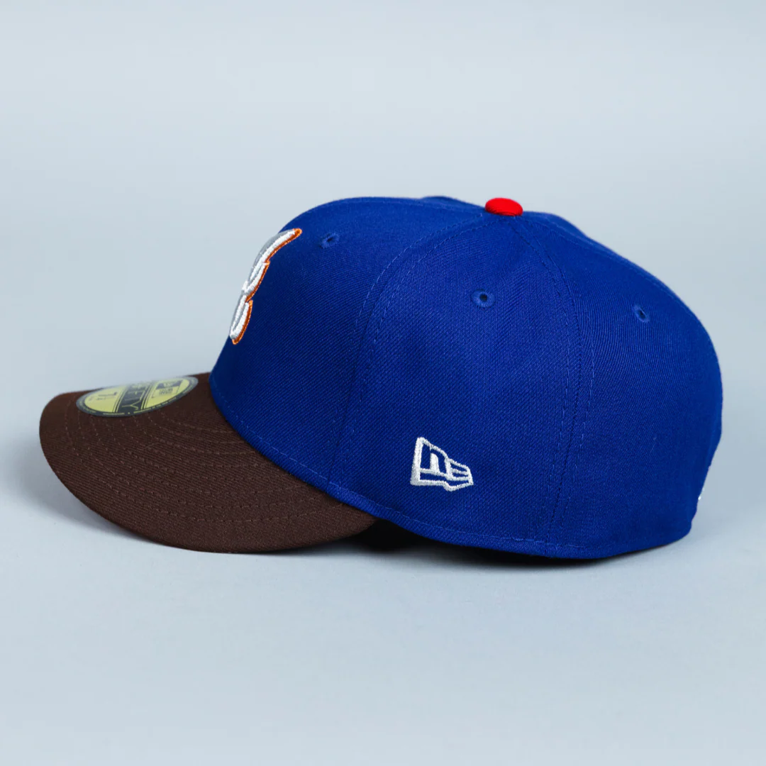 NEW ERA EXCLUSIVE 59FIFTY DARK BLUE/ BROWN ATLANTA BRAVES W/ 1999 WORLD SERIES SIDE PATCH - Image 3