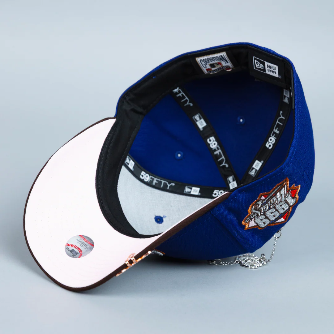 NEW ERA EXCLUSIVE 59FIFTY DARK BLUE/ BROWN ATLANTA BRAVES W/ 1999 WORLD SERIES SIDE PATCH - Image 5