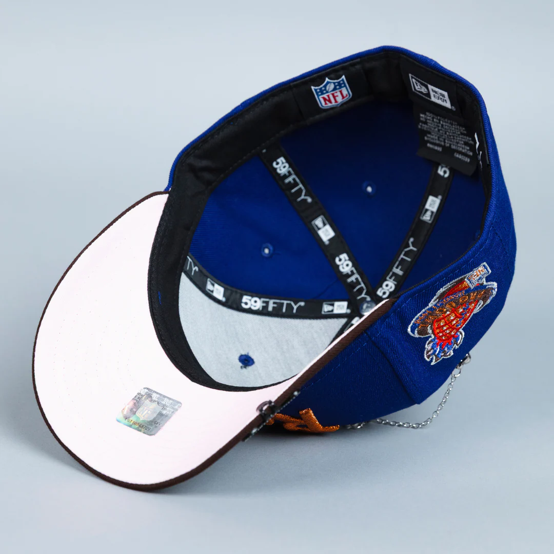 NEW ERA EXCLUSIVE 59FIFTY DARK BLUE/ BROWN LOS ANGELES RAMS SCRIPT W/ SIDE PATCH - Image 5