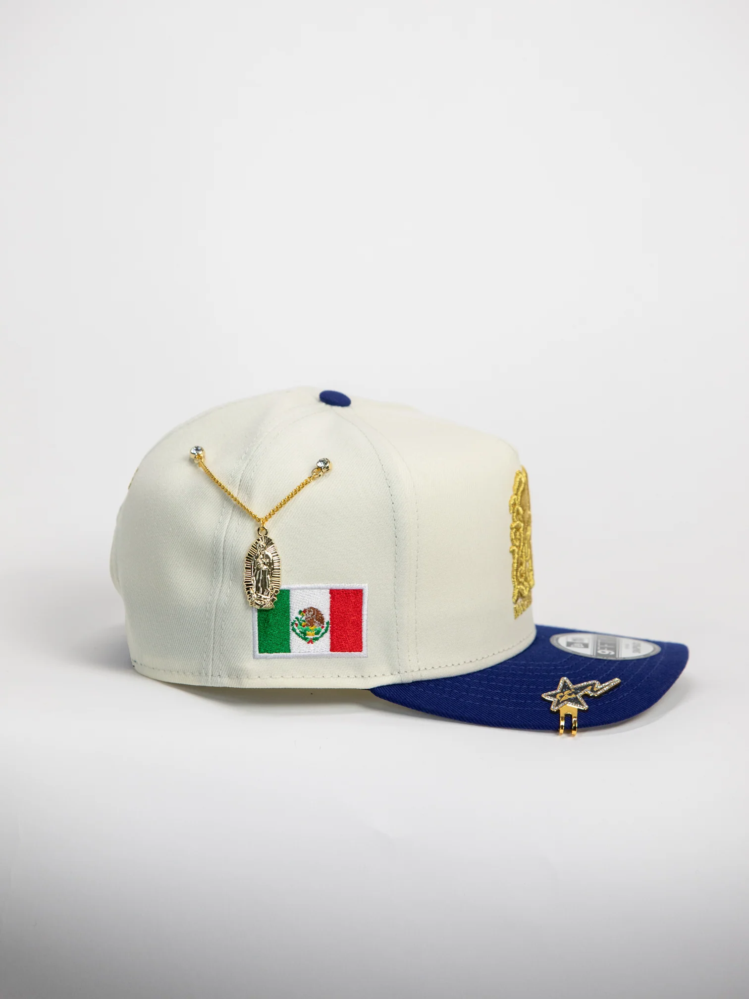 NEW* "RANCHO HUMILDE x NEW ERA x CAP CITY" WHITE/BLUE 9FIFTY A-FRAME W/ MEXICAN FLAG & GREY UV *FREE ACCESSORY INCLUDED - Image 3